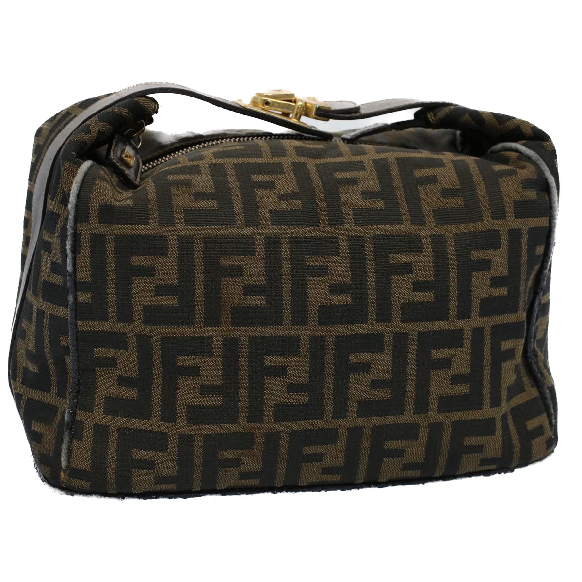 Luxury FendiZucca Canvas Vanity pouch Hand Bag Brown Black55824