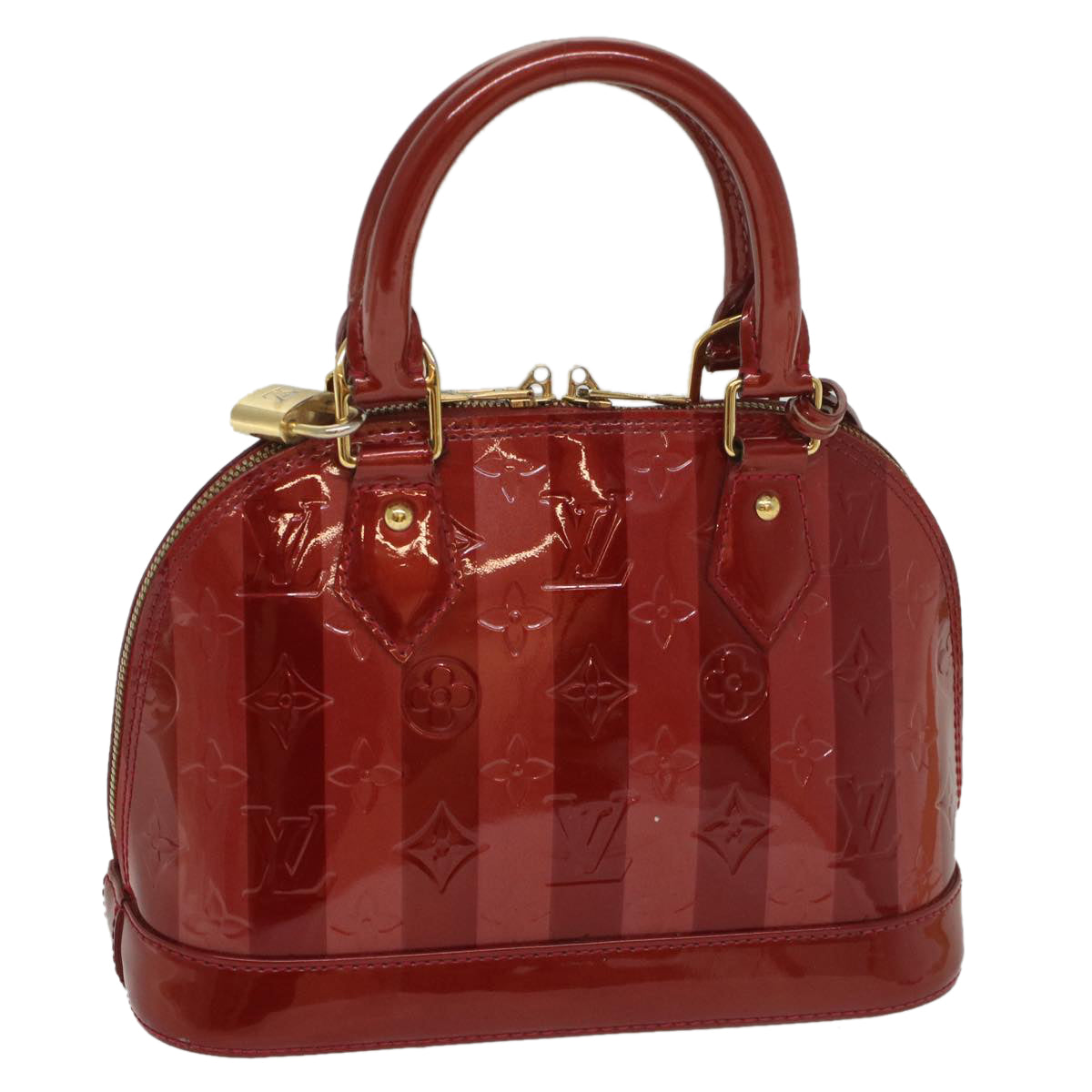 LOUIS VUITTON Vernis Rayure Alma BB Bag 2way Pomme D'amour M91593 LV 55841