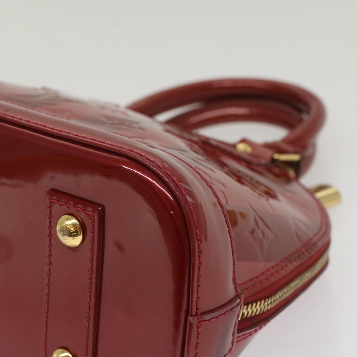 LOUIS VUITTON Vernis Rayure Alma BB Bag 2way Pomme D'amour M91593 LV 55841