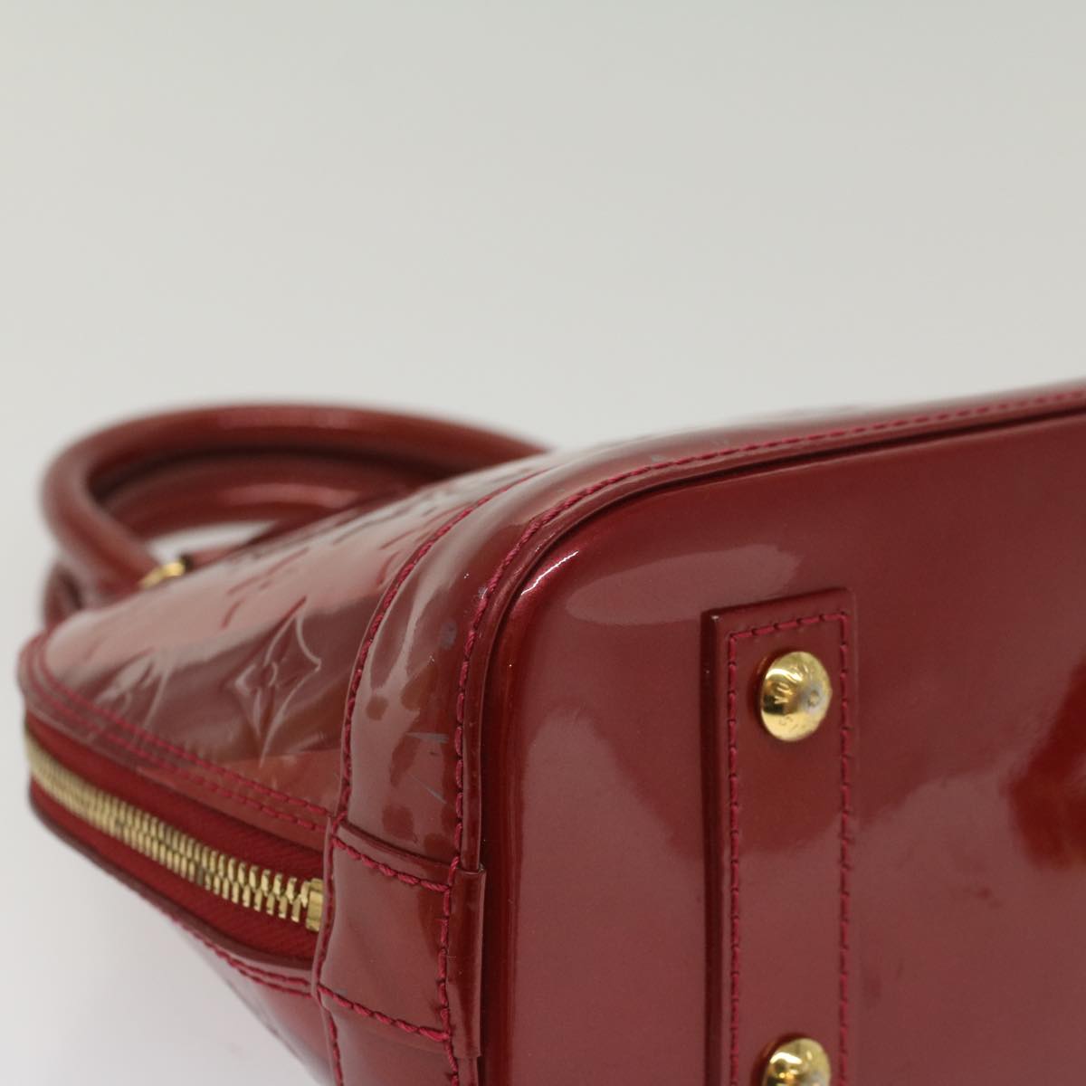 LOUIS VUITTON Vernis Rayure Alma BB Bag 2way Pomme D'amour M91593 LV 55841