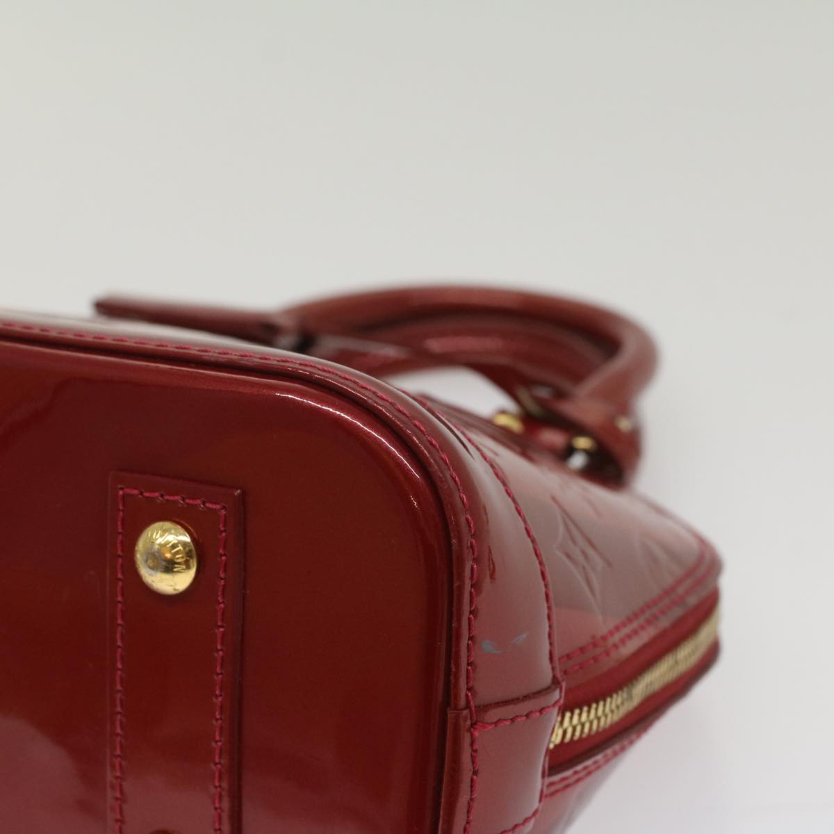 LOUIS VUITTON Vernis Rayure Alma BB Bag 2way Pomme D'amour M91593 LV 55841