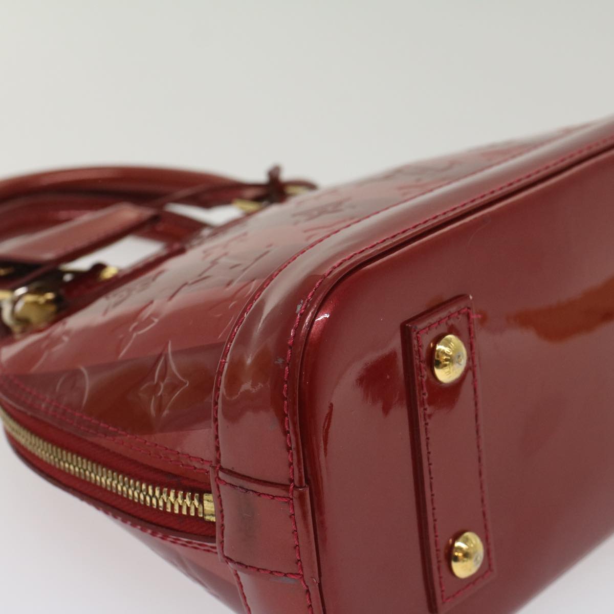 LOUIS VUITTON Vernis Rayure Alma BB Bag 2way Pomme D'amour M91593 LV 55841