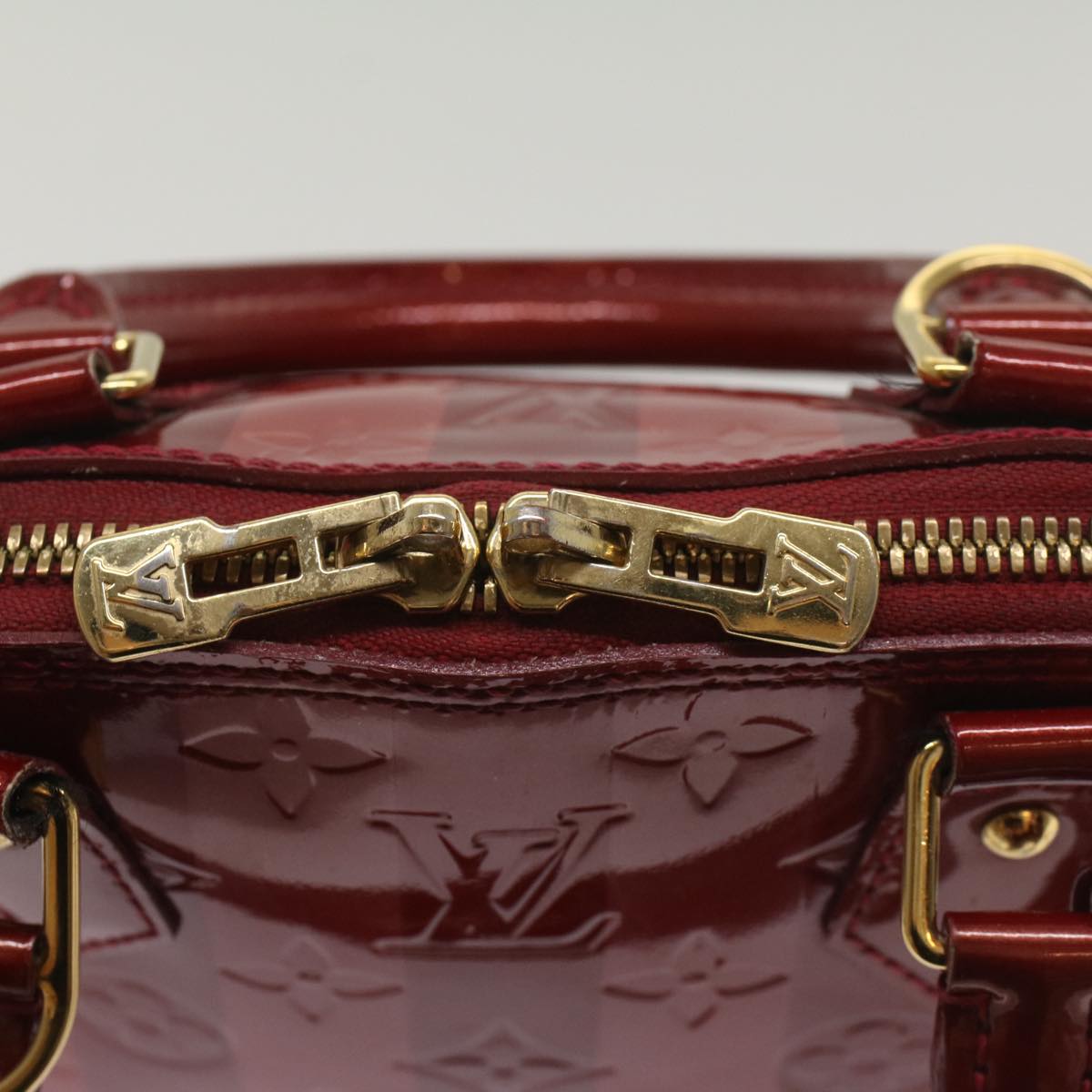 LOUIS VUITTON Vernis Rayure Alma BB Bag 2way Pomme D'amour M91593 LV 55841