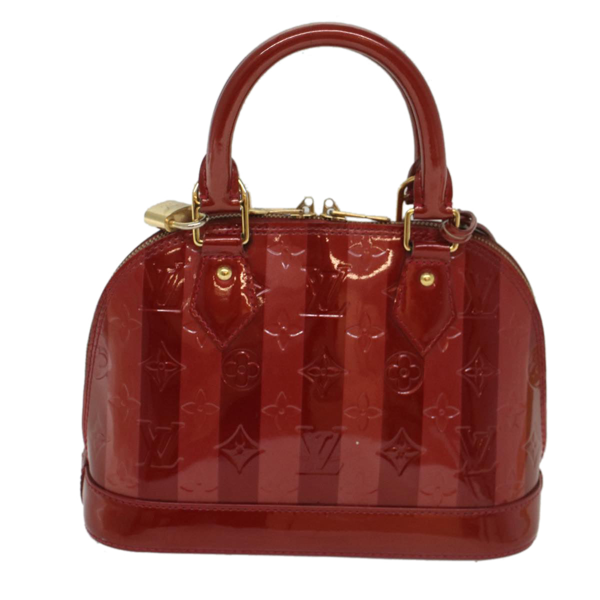 LOUIS VUITTON Vernis Rayure Alma BB Bag 2way Pomme D'amour M91593 LV 55841