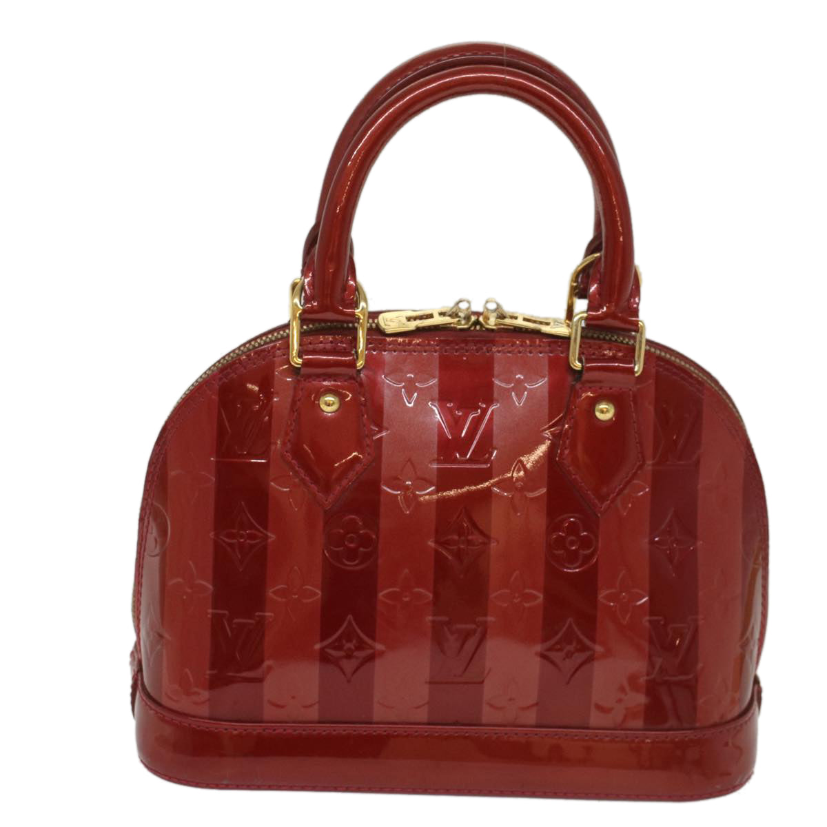 LOUIS VUITTON Vernis Rayure Alma BB Bag 2way Pomme D'amour M91593 LV 55841