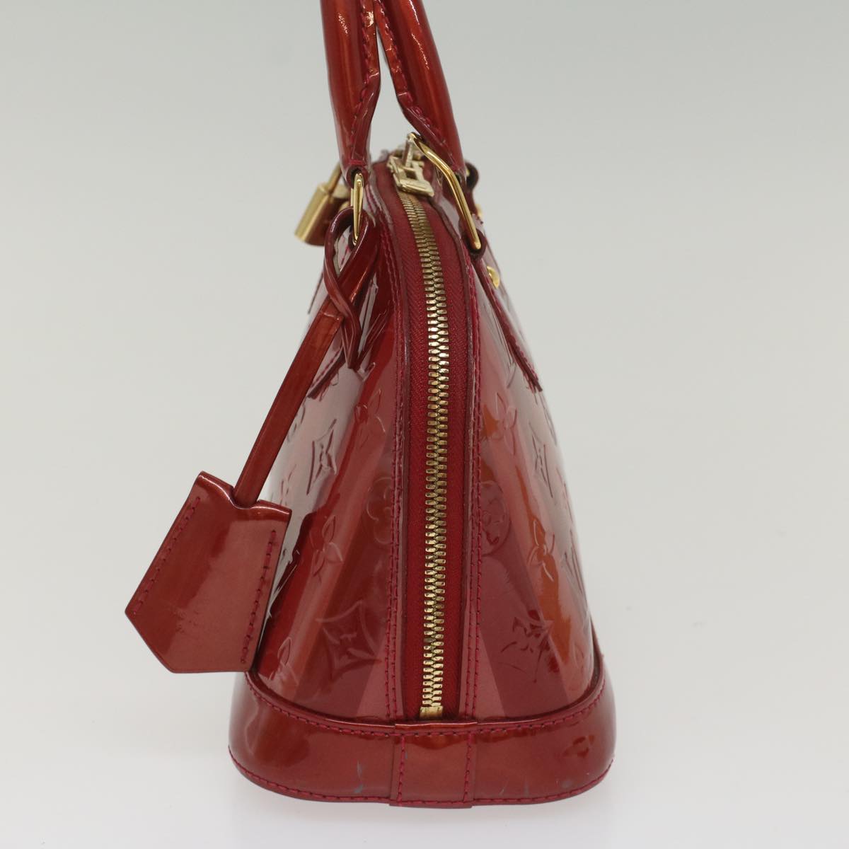 LOUIS VUITTON Vernis Rayure Alma BB Bag 2way Pomme D'amour M91593 LV 55841