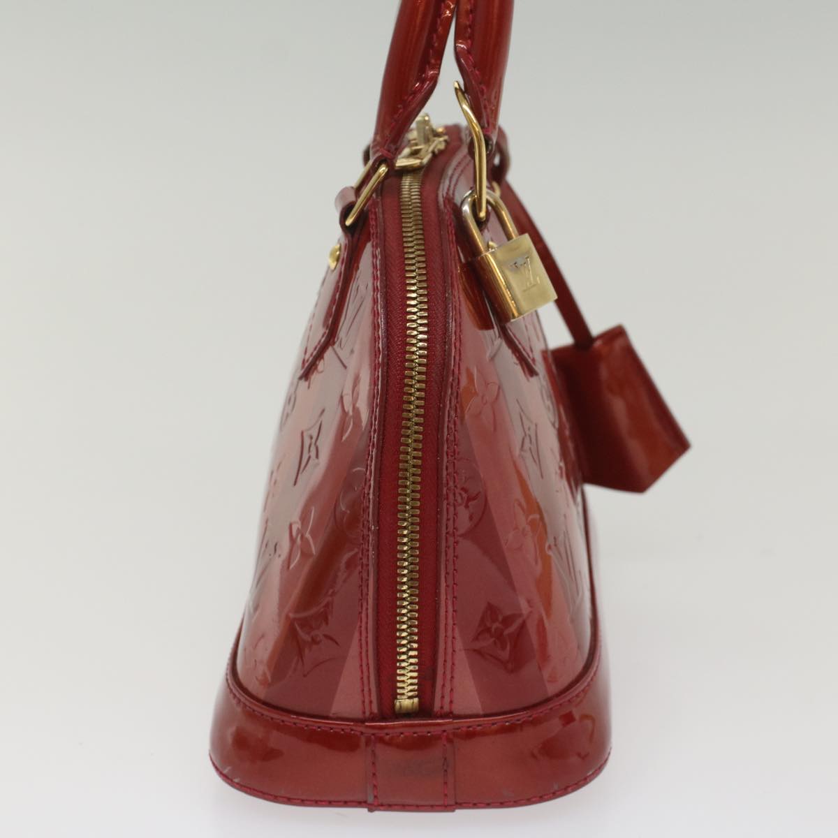LOUIS VUITTON Vernis Rayure Alma BB Bag 2way Pomme D'amour M91593 LV 55841