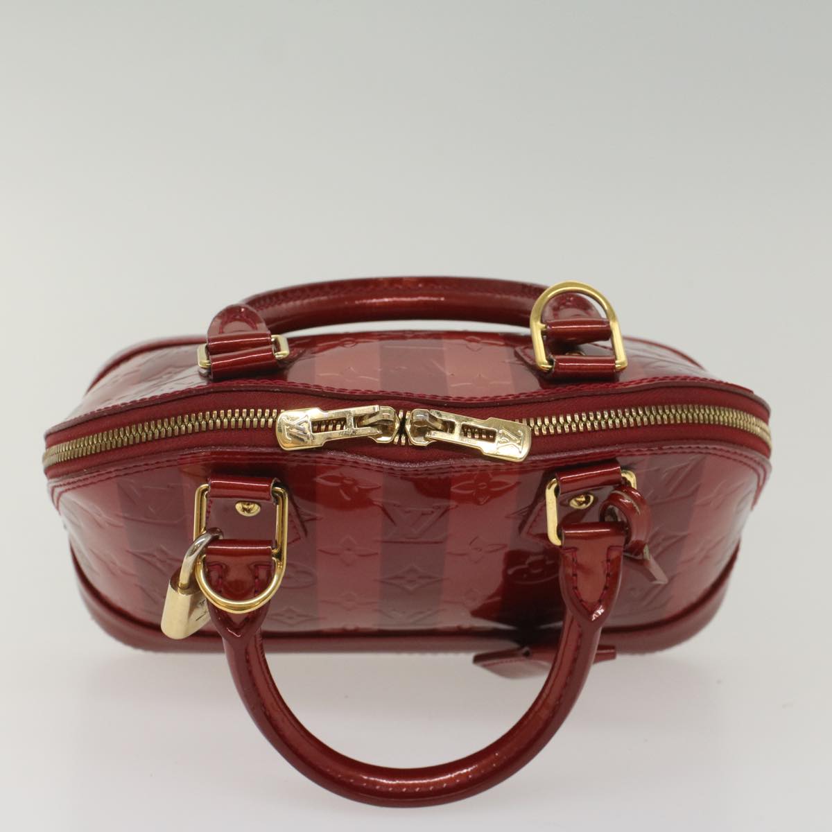 LOUIS VUITTON Vernis Rayure Alma BB Bag 2way Pomme D'amour M91593 LV 55841
