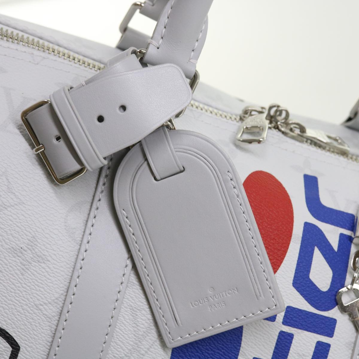 LOUIS VUITTON Monogram White Keepall Bandouliere 50 Bag M44643 LV 55862A