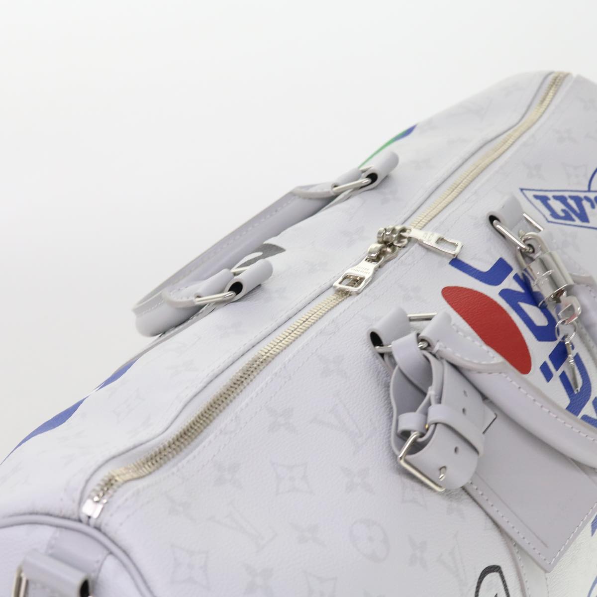 LOUIS VUITTON Monogram White Keepall Bandouliere 50 Bag M44643 LV 55862A