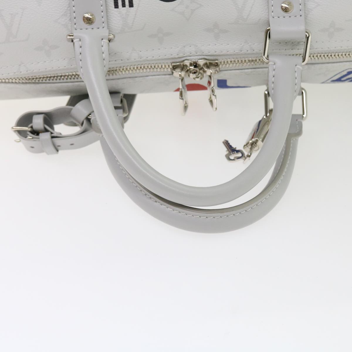 LOUIS VUITTON Monogram White Keepall Bandouliere 50 Bag M44643 LV 55862A