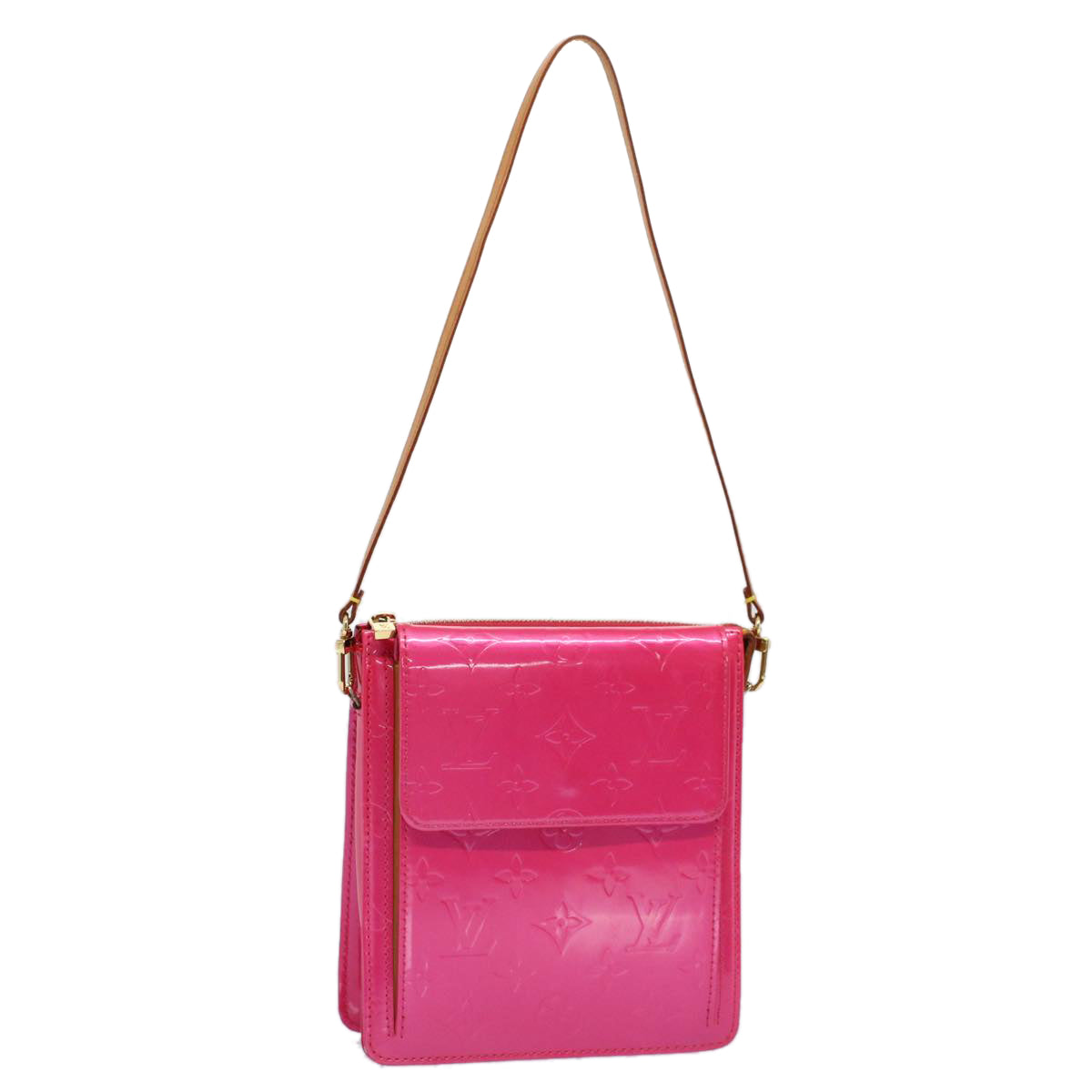 LOUIS VUITTON Monogram Vernis Motto Accessory Pouch Fusha Pink M91225 55889