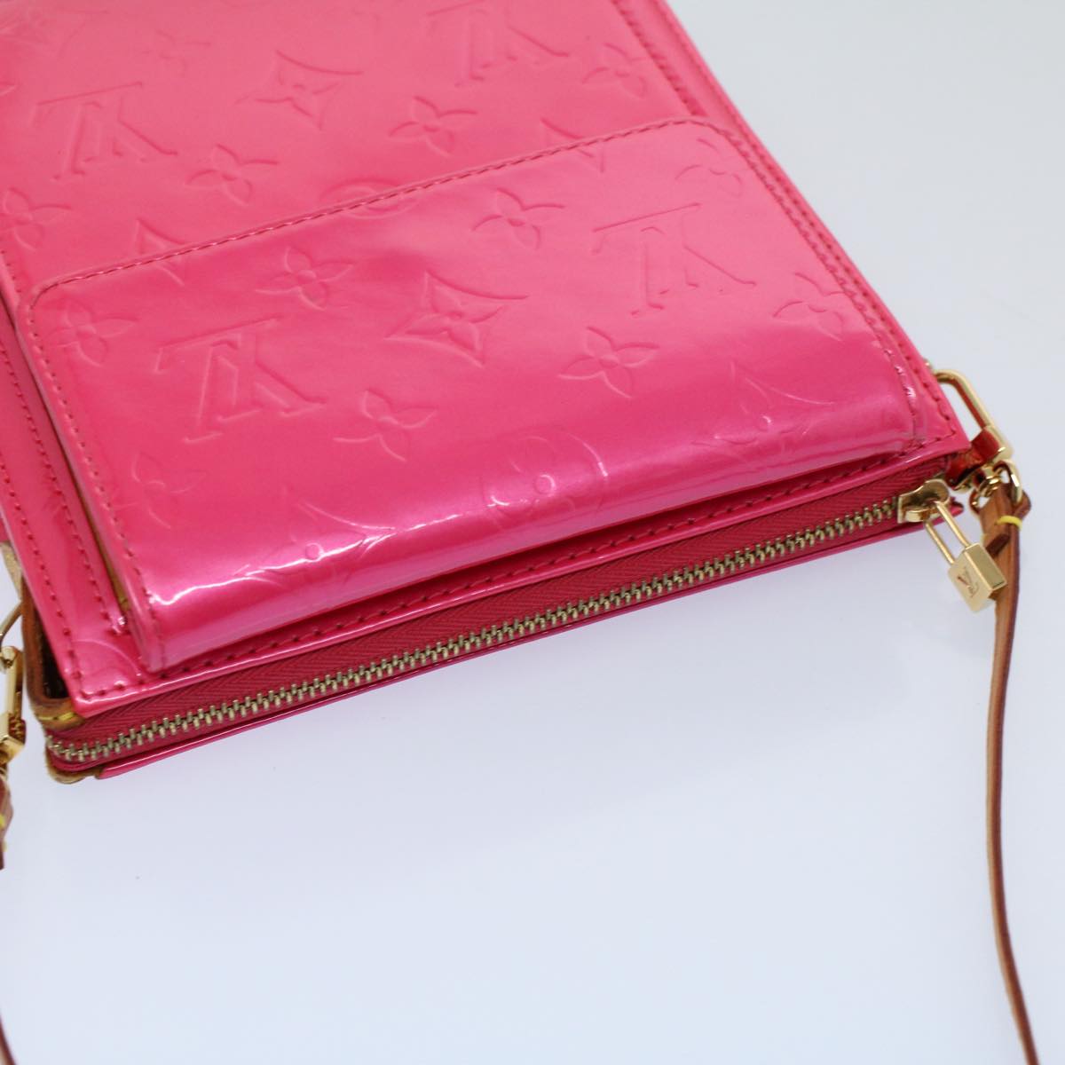 LOUIS VUITTON Monogram Vernis Motto Accessory Pouch Fusha Pink M91225 55889