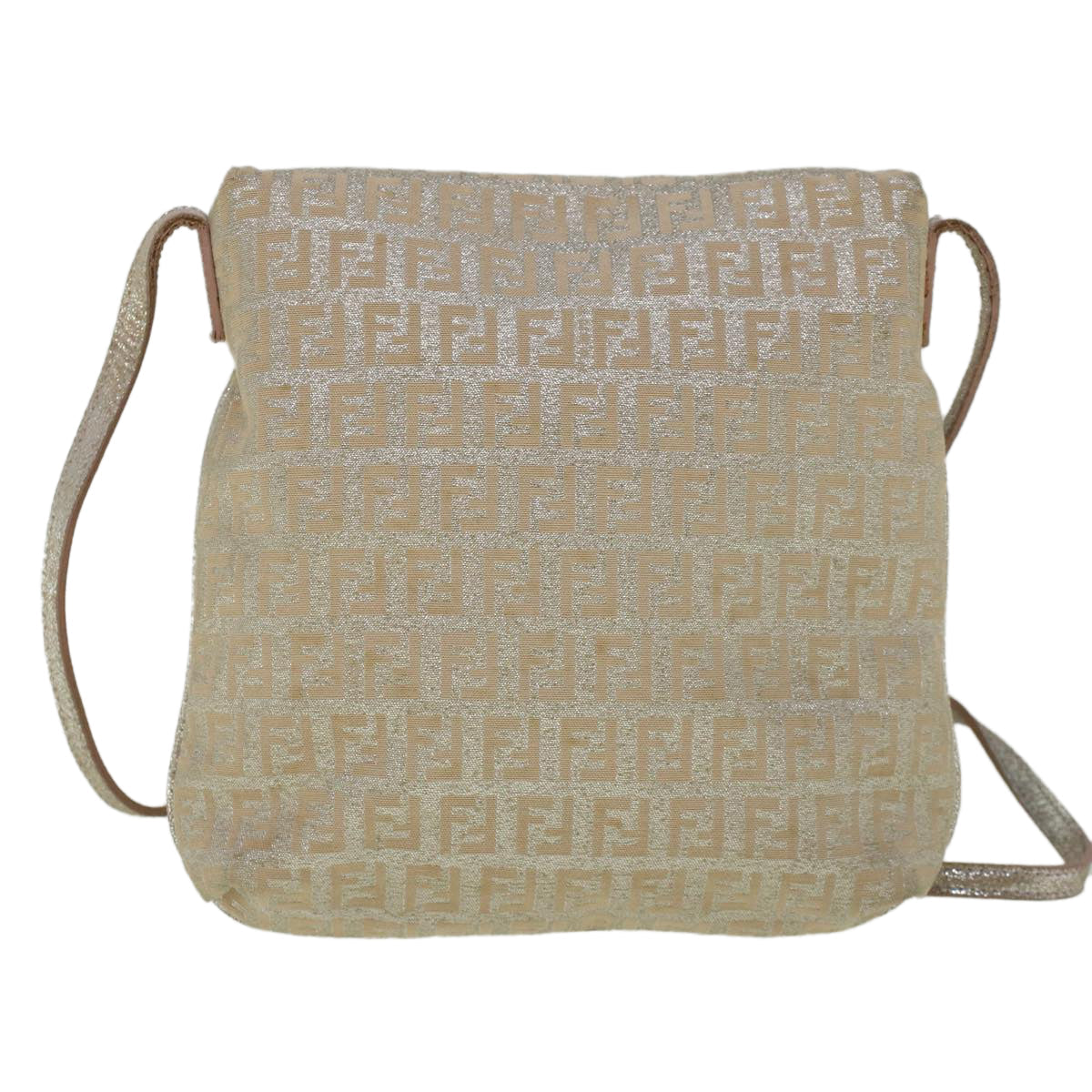 Luxury FendiZucchino Canvas Shoulder Bag Silver Pink55934