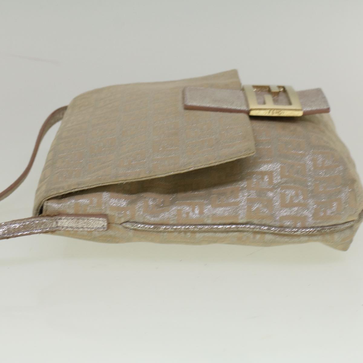 Luxury FendiZucchino Canvas Shoulder Bag Silver Pink55934