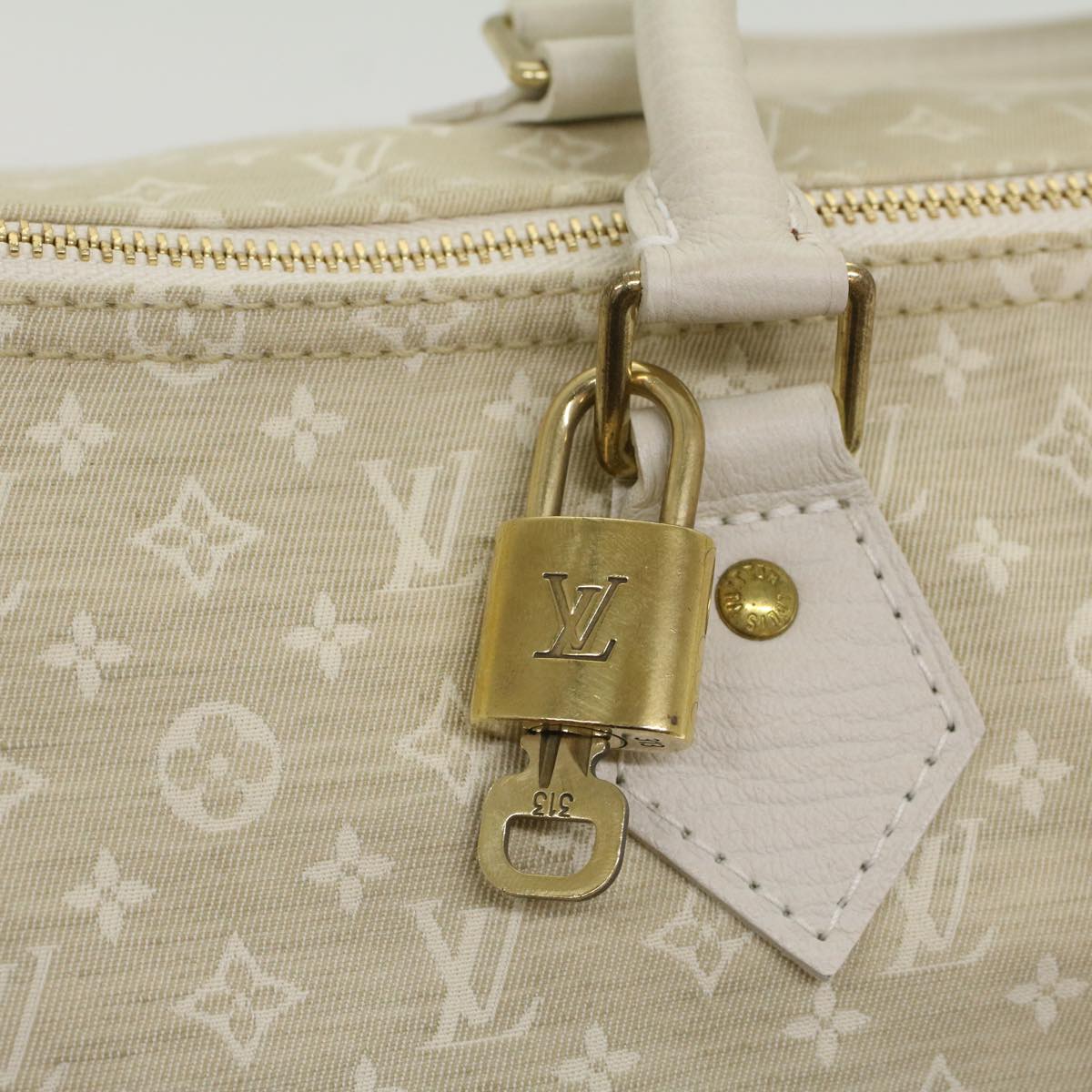 LOUIS VUITTON Monogram Mini Lin Speedy 30 Hand Bag White Dunne M95319 55955