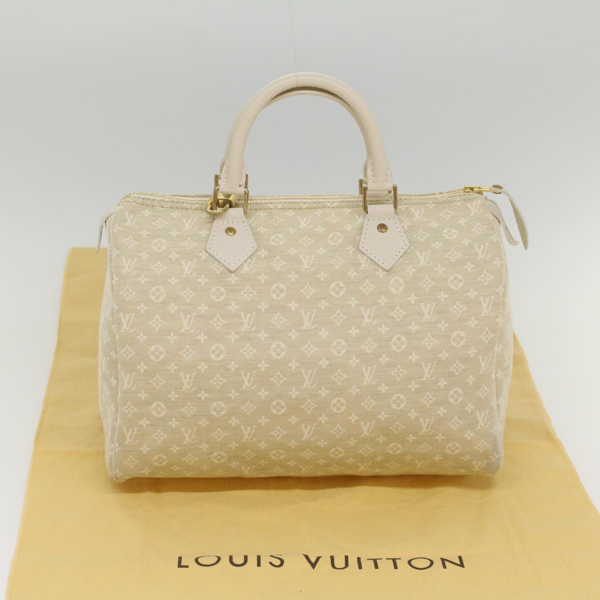 LOUIS VUITTON Monogram Mini Lin Speedy 30 Hand Bag White Dunne M95319 55955