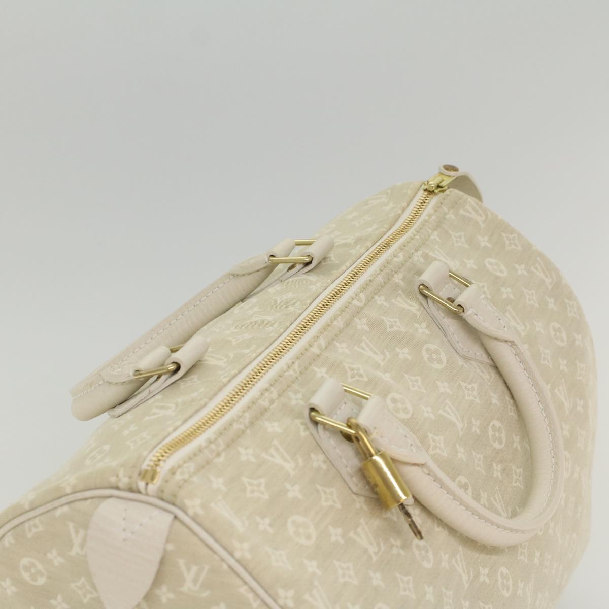 LOUIS VUITTON Monogram Mini Lin Speedy 30 Hand Bag White Dunne M95319 55955