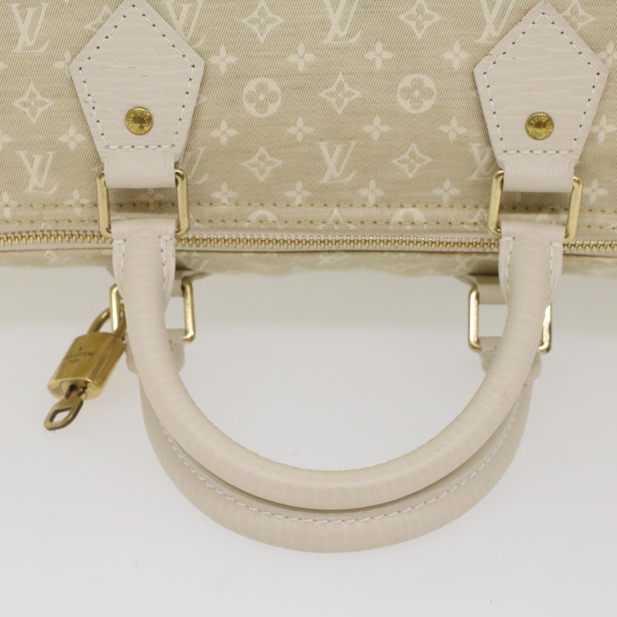 LOUIS VUITTON Monogram Mini Lin Speedy 30 Hand Bag White Dunne M95319 55955