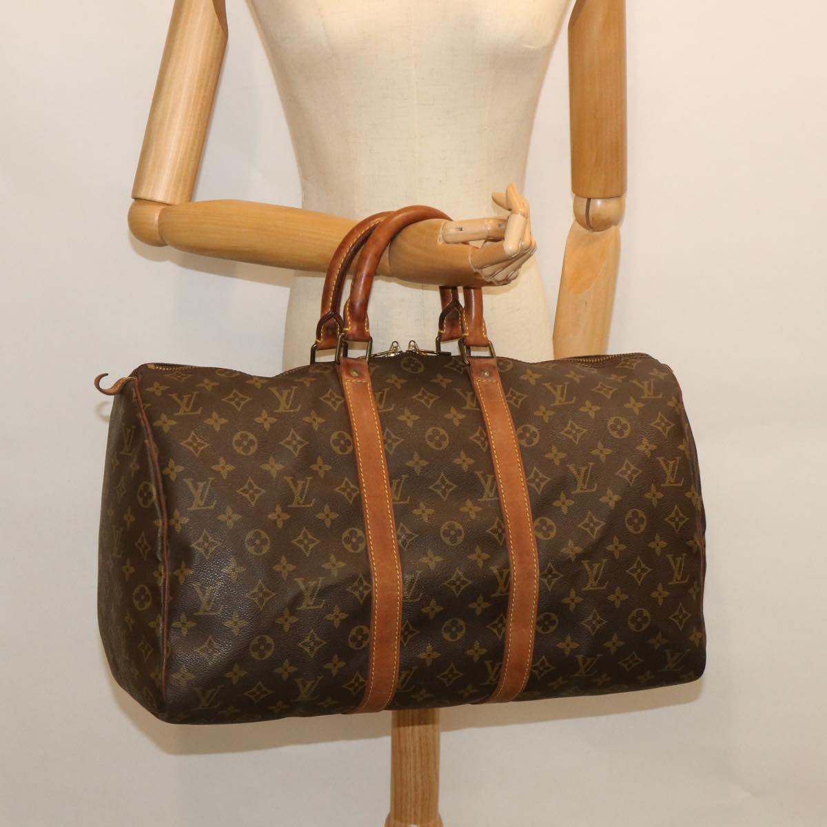 LOUIS VUITTON Monogram Keepall 45 Boston Bag M41428 LV 55970