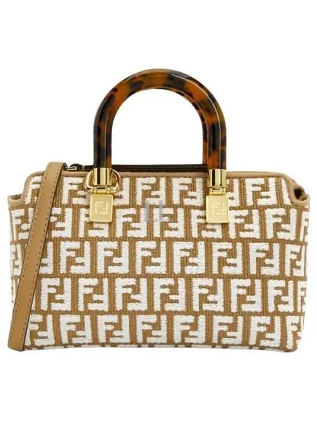 Luxury Fendi By The Way Mini Raffia Boston Tote Bag Beige