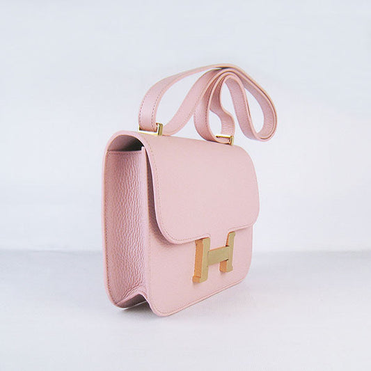 Luxury Hermes Constance Cowskin Leather Bag H017 pink golden