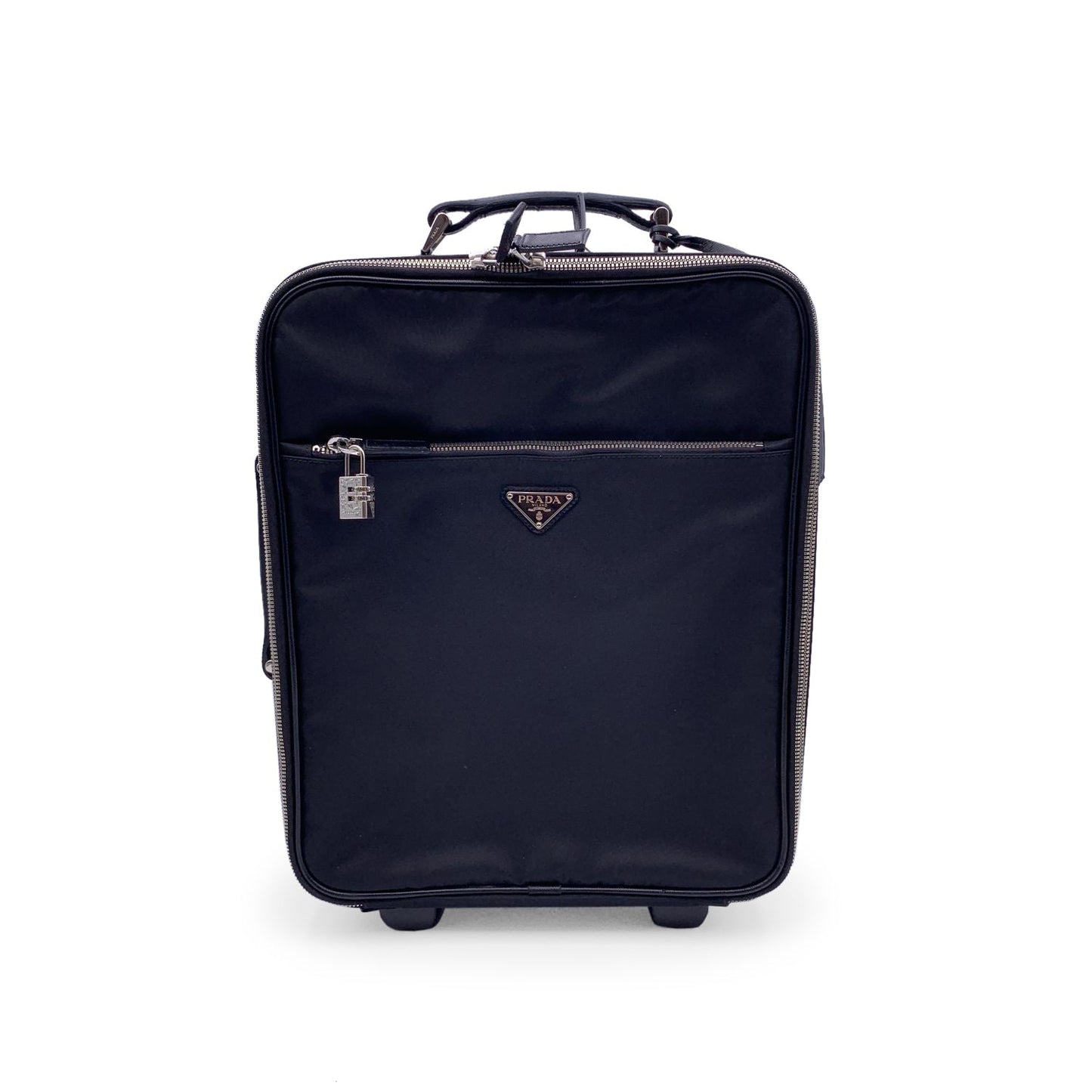 Luxury PradaBlack Nylon Rolling Suitcase Wheeled Travel Bag Trolley