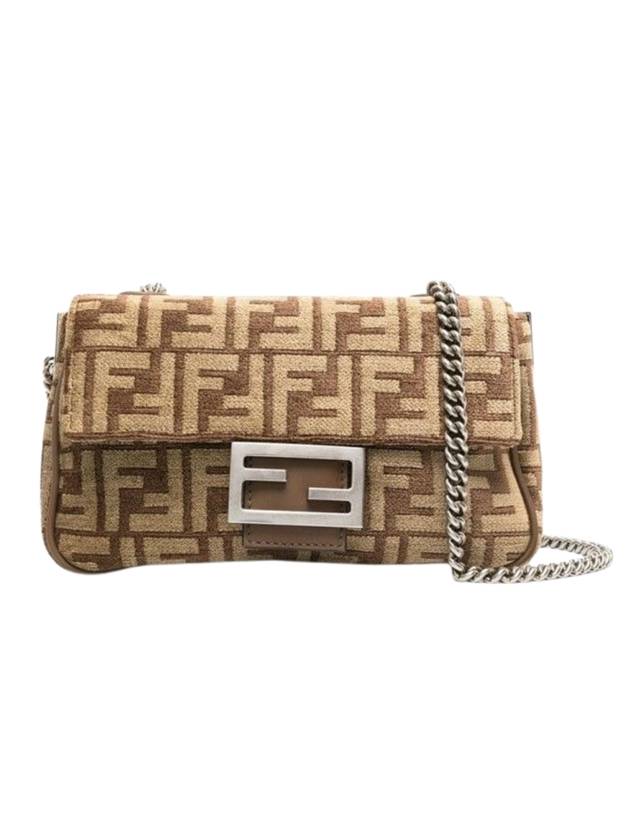 Luxury Fendi Baguette Chain Medium Shoulder Bag Brown