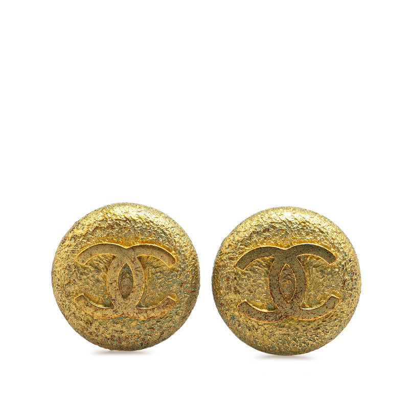 Chanel Vintage Coco Mark Round Earrings Gold
