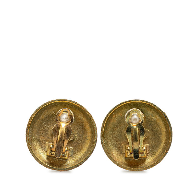 Chanel Vintage Coco Mark Round Earrings Gold