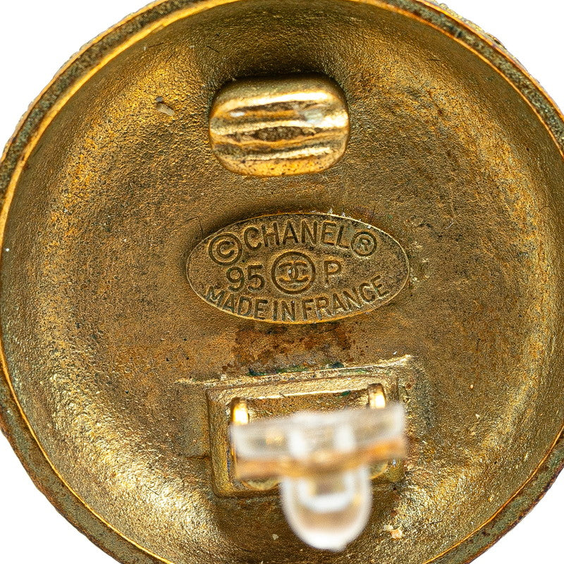 Chanel Vintage Coco Mark Round Earrings Gold