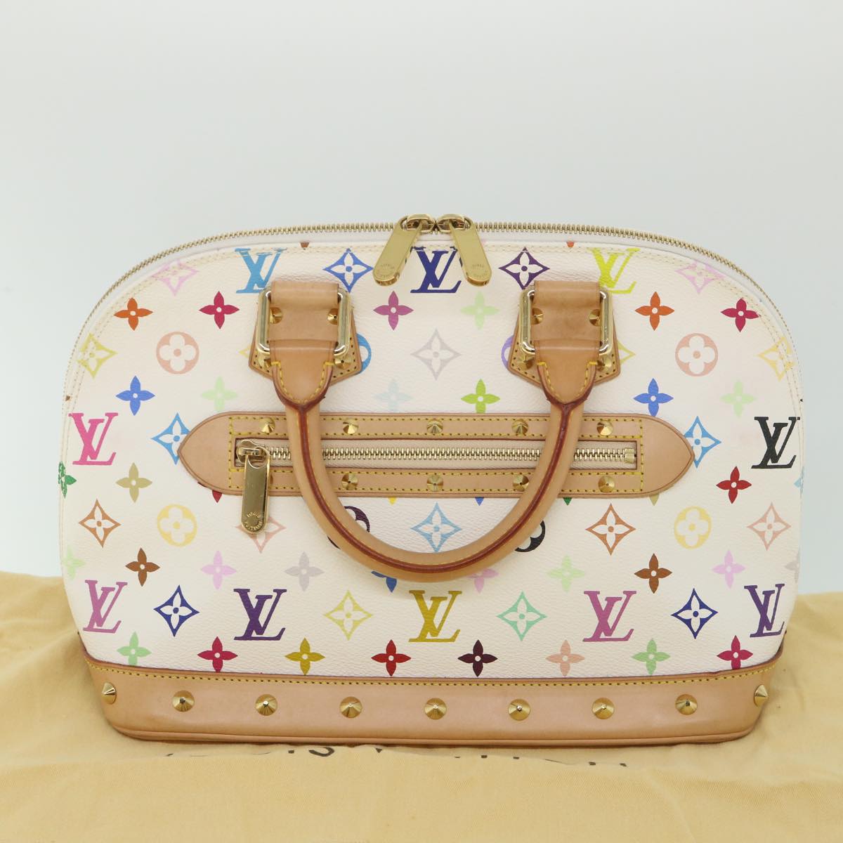 LOUIS VUITTON Monogram Multicolor Alma Hand Bag White M92647 LV 56047A