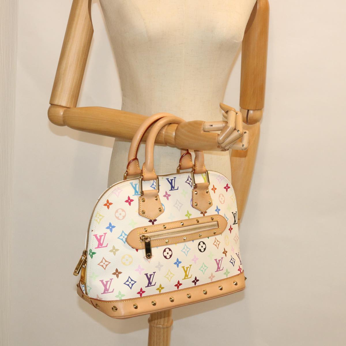 LOUIS VUITTON Monogram Multicolor Alma Hand Bag White M92647 LV 56047A