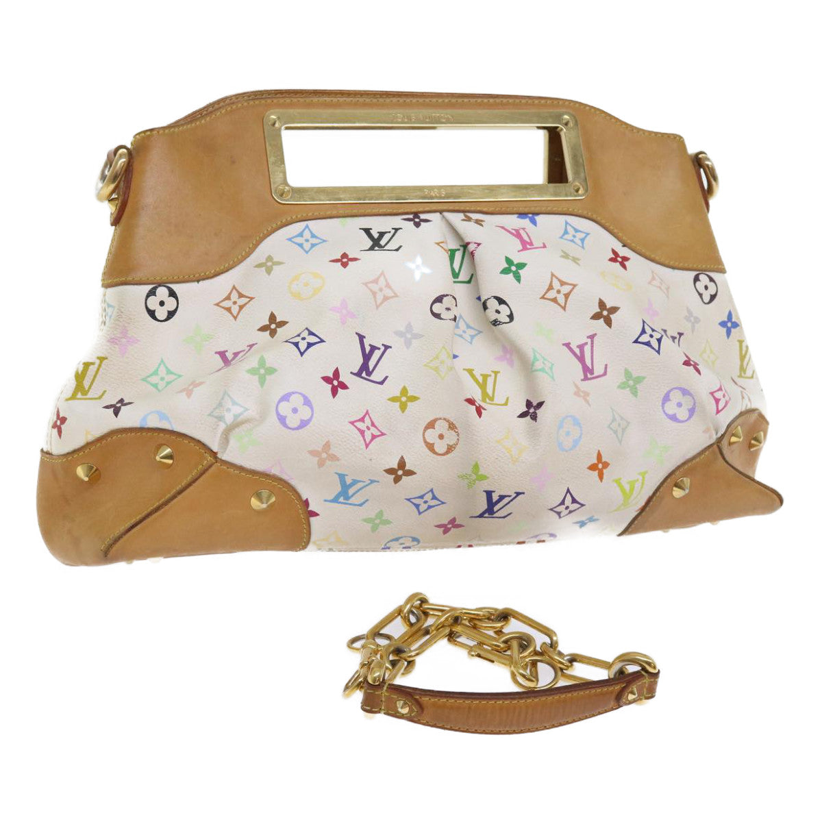 LOUIS VUITTON Monogram Multicolor Judy MM Hand Bag 2Way White M40255 56048