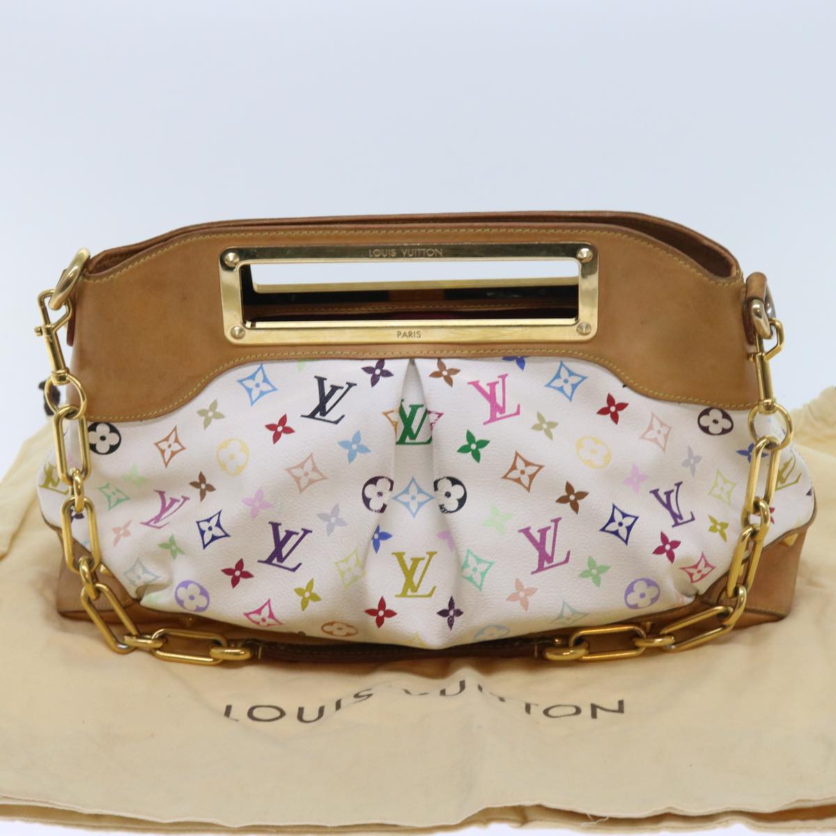 LOUIS VUITTON Monogram Multicolor Judy MM Hand Bag 2Way White M40255 56048
