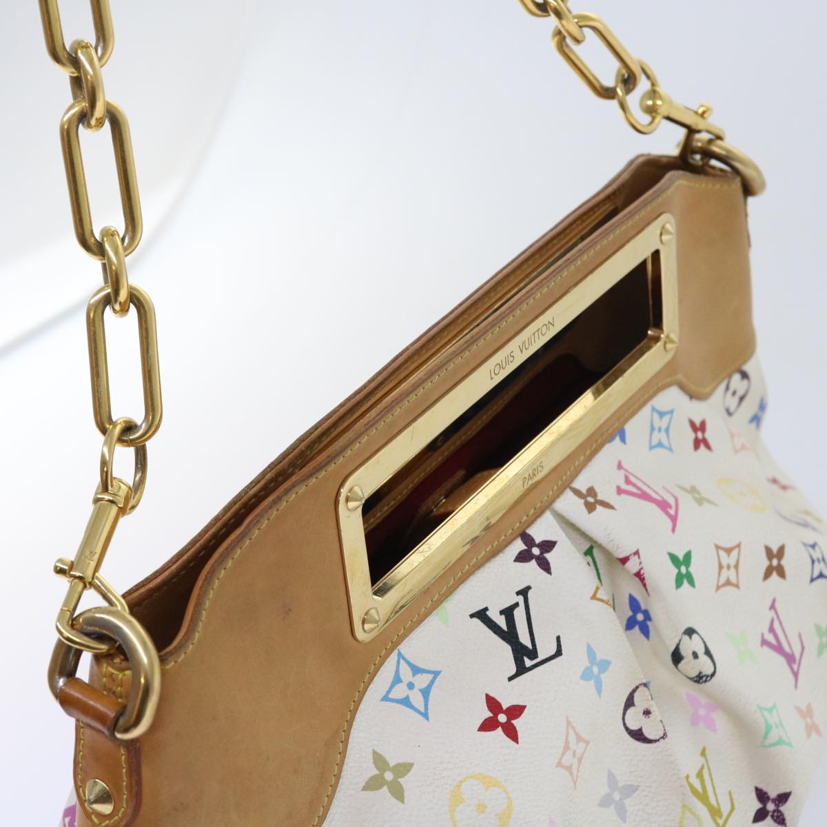 LOUIS VUITTON Monogram Multicolor Judy MM Hand Bag 2Way White M40255 56048