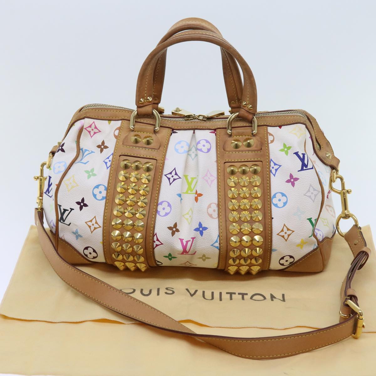 LOUIS VUITTON Monogram Multicolor Courtney MM Bag 2way White M45641 56049A