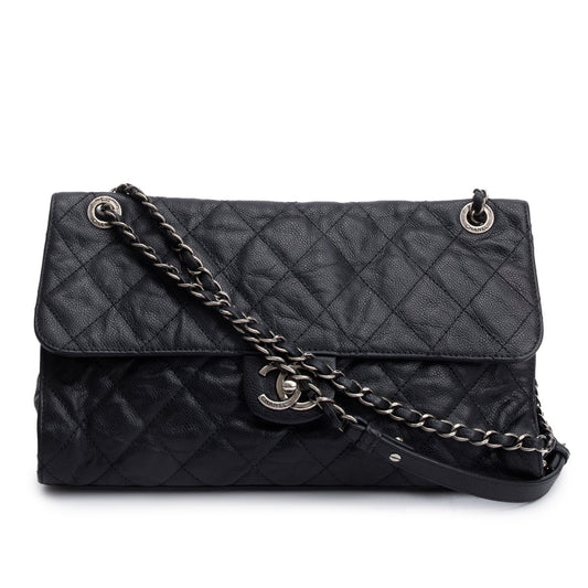 Chanel Black Caviar Leather Jumbo CC Crave Flap Bag