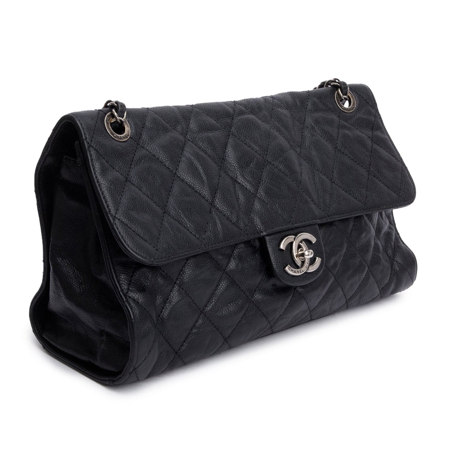Chanel Black Caviar Leather Jumbo CC Crave Flap Bag