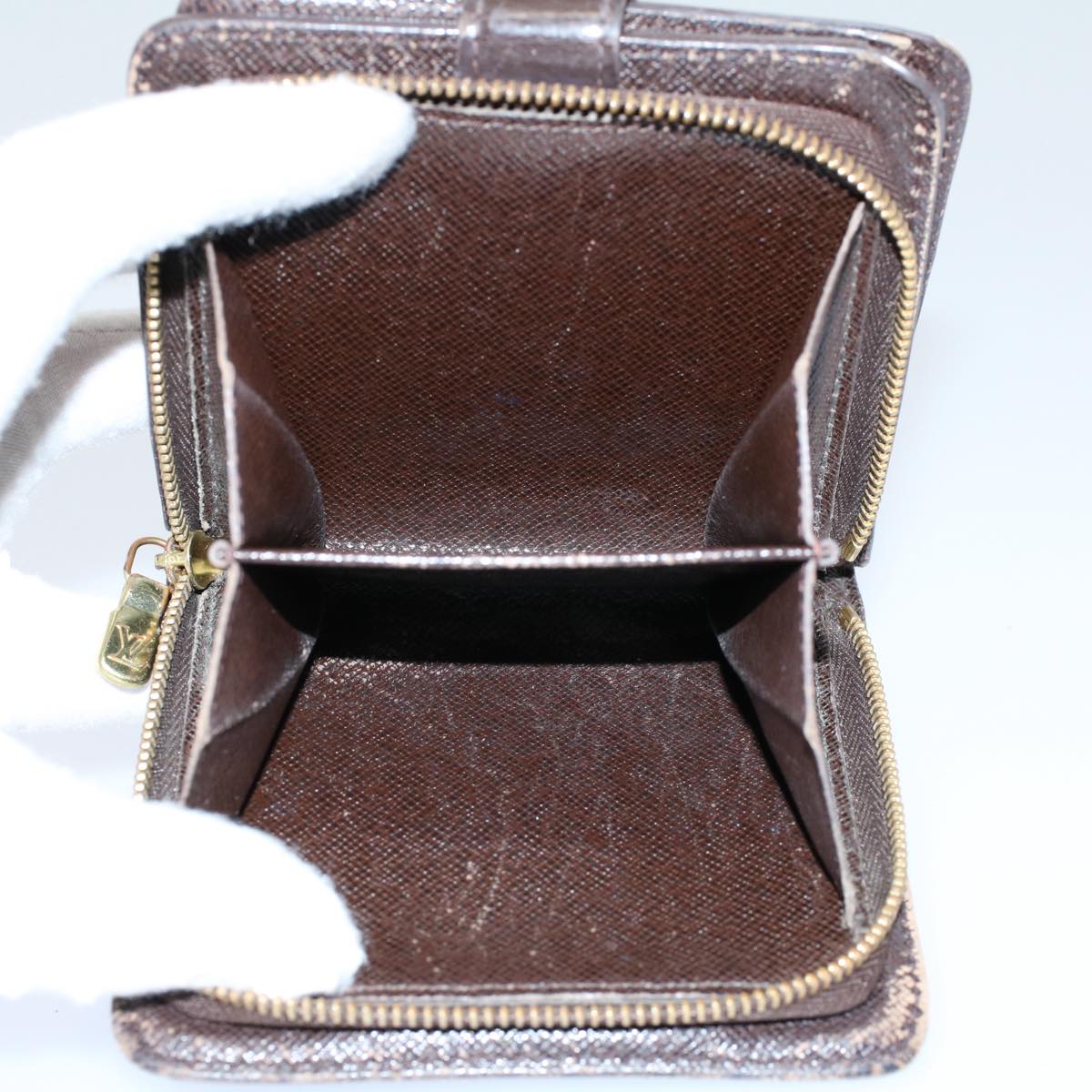 LOUIS VUITTON Damier Ebene Compact Zip Wallet N61668 LV 56148