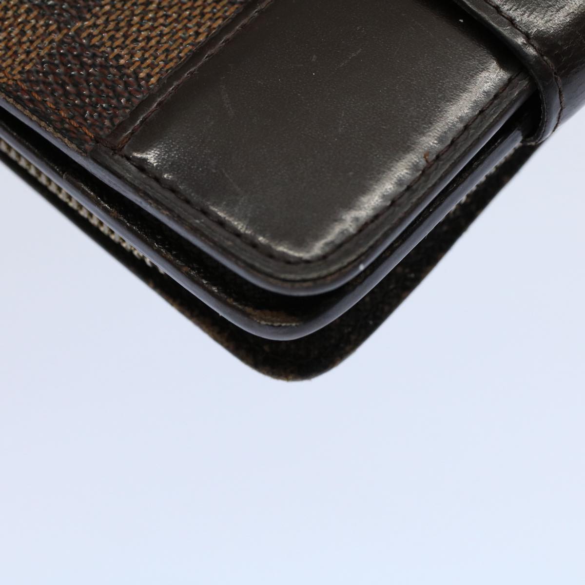 LOUIS VUITTON Damier Ebene Compact Zip Wallet N61668 LV 56148