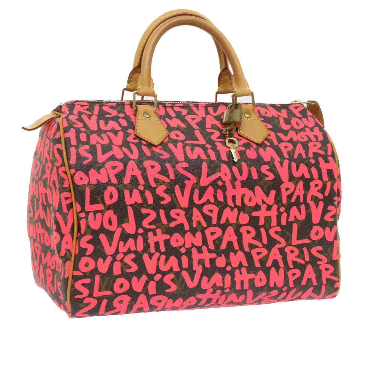 LOUIS VUITTON Monogram Graffiti Speedy 30 Hand Bag Pink M93704 LV 56156A