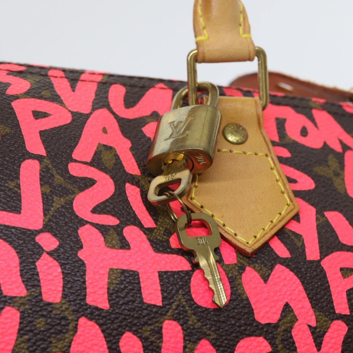 LOUIS VUITTON Monogram Graffiti Speedy 30 Hand Bag Pink M93704 LV 56156A