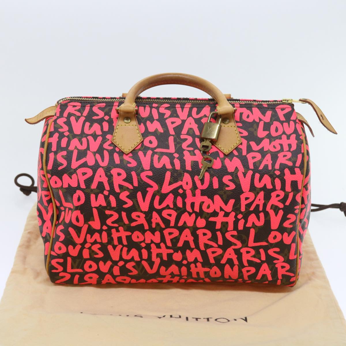LOUIS VUITTON Monogram Graffiti Speedy 30 Hand Bag Pink M93704 LV 56156A