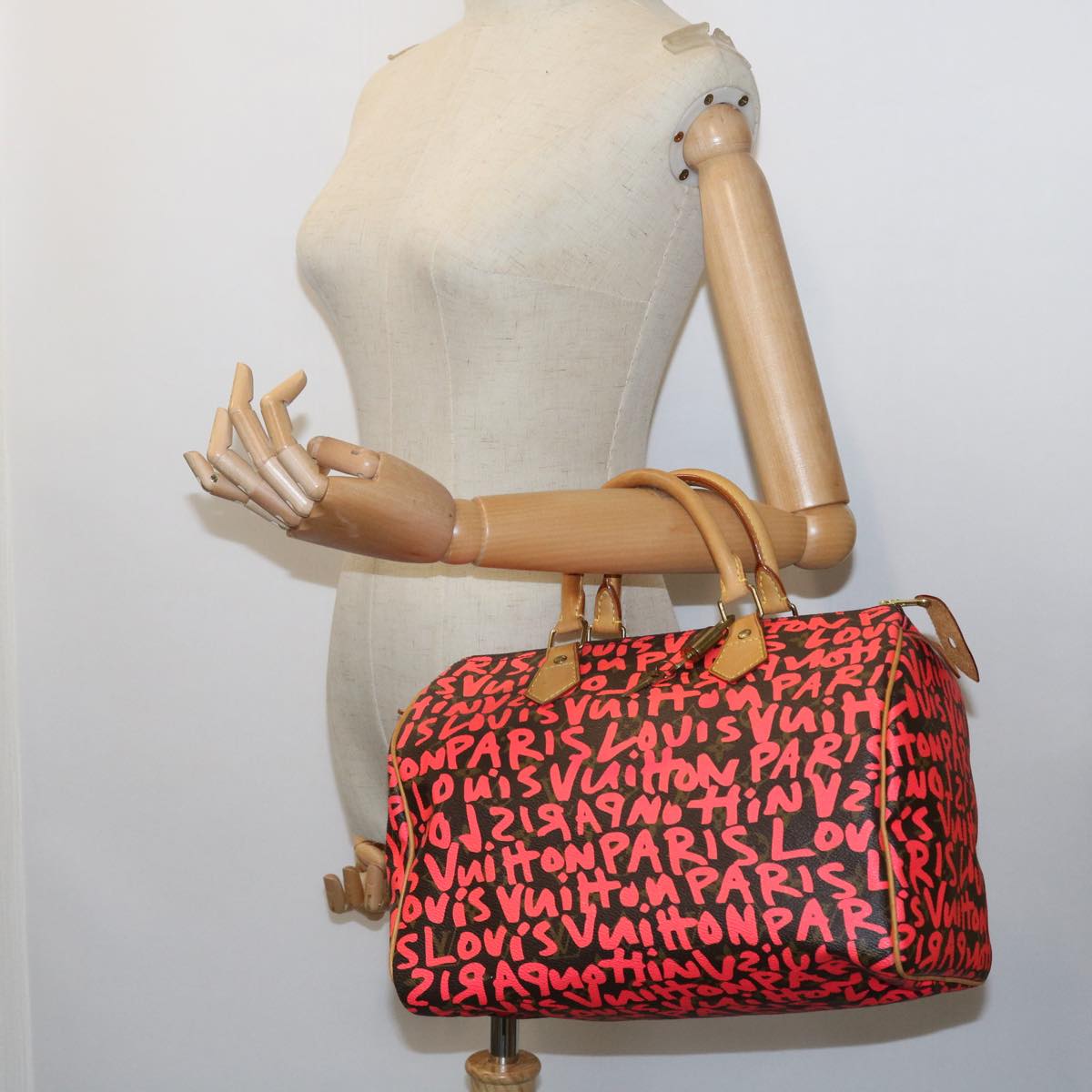 LOUIS VUITTON Monogram Graffiti Speedy 30 Hand Bag Pink M93704 LV 56156A