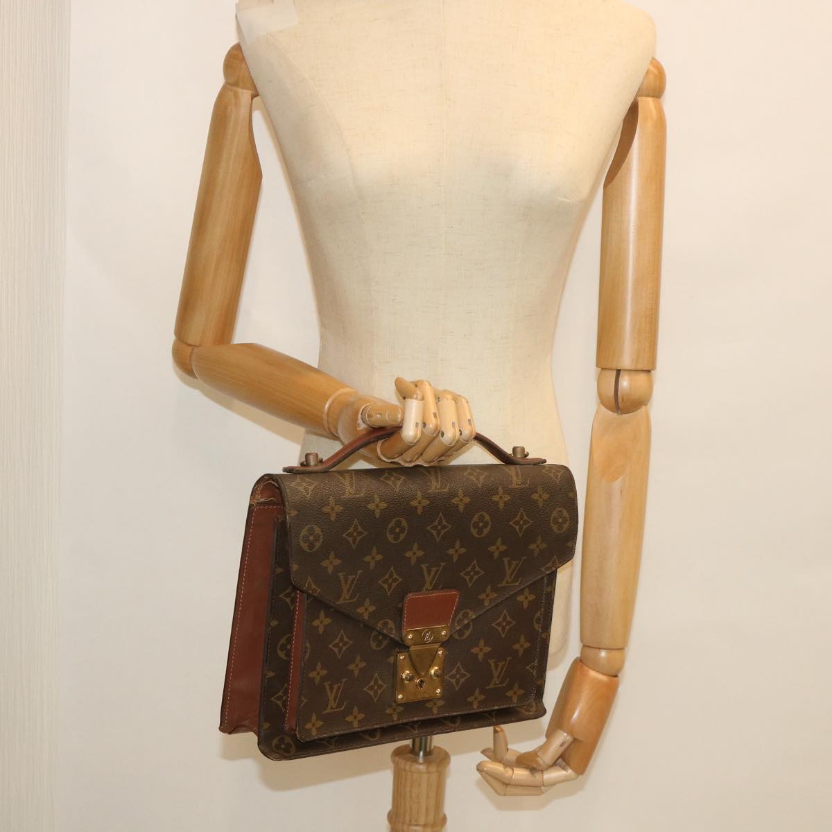 LOUIS VUITTON Monogram Monceau 28 Hand Bag 2way M51185 LV 56215