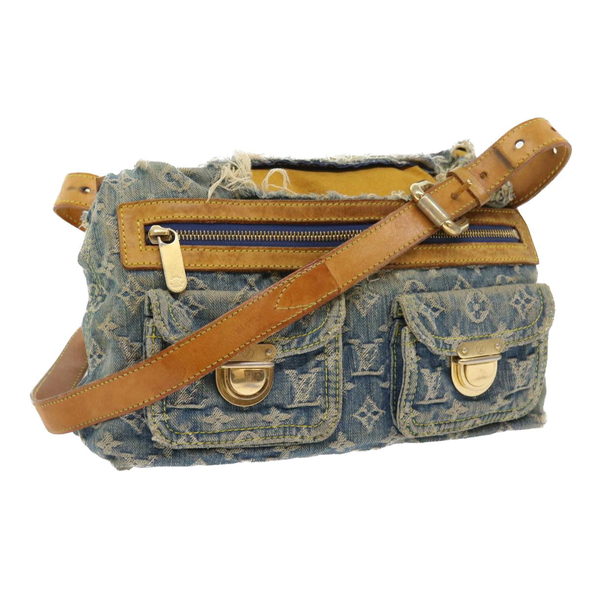 LOUIS VUITTON Monogram Denim Buggy PM Shoulder Bag Blue M95049 LV 56324