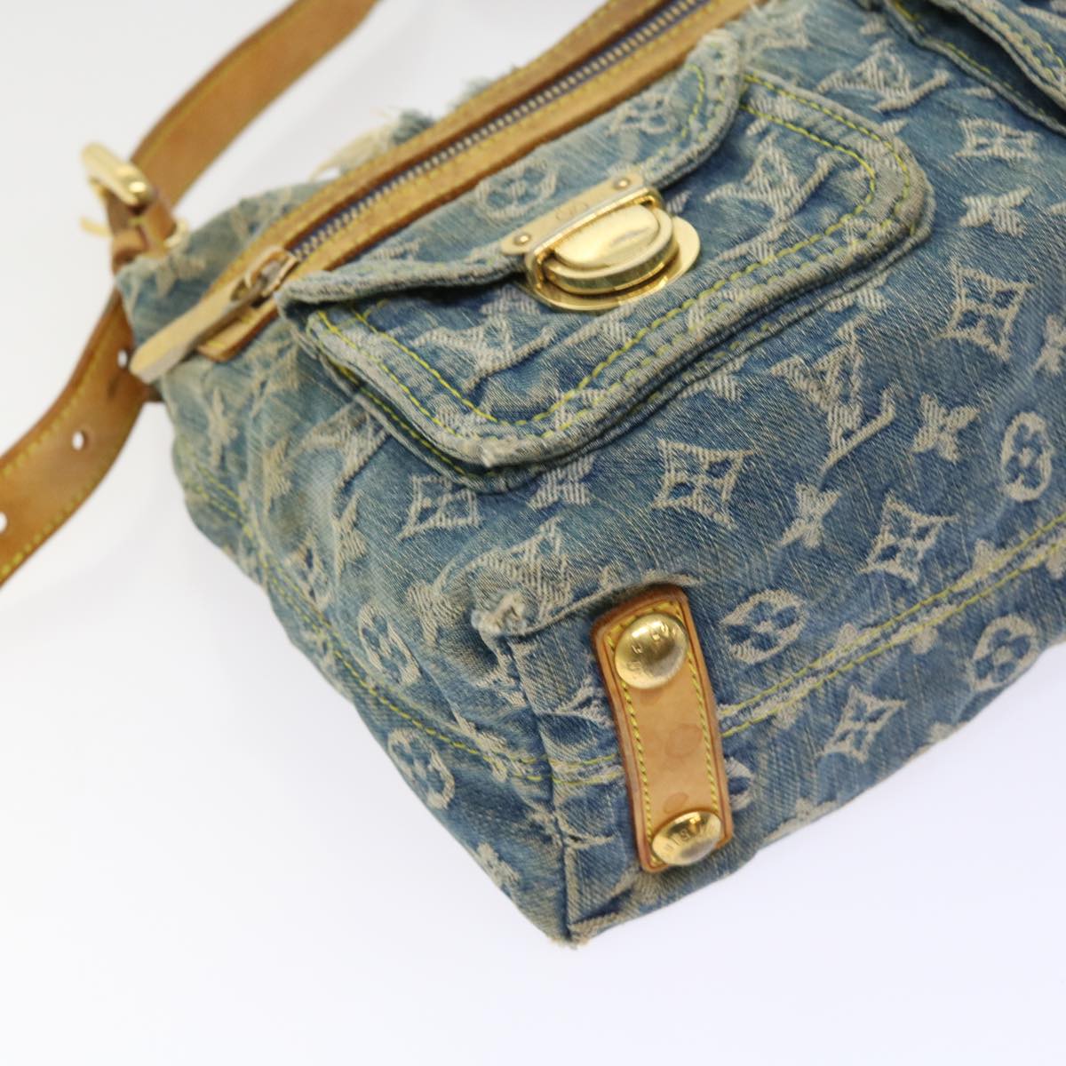 LOUIS VUITTON Monogram Denim Buggy PM Shoulder Bag Blue M95049 LV 56324