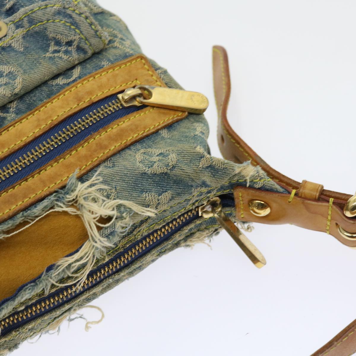 LOUIS VUITTON Monogram Denim Buggy PM Shoulder Bag Blue M95049 LV 56324