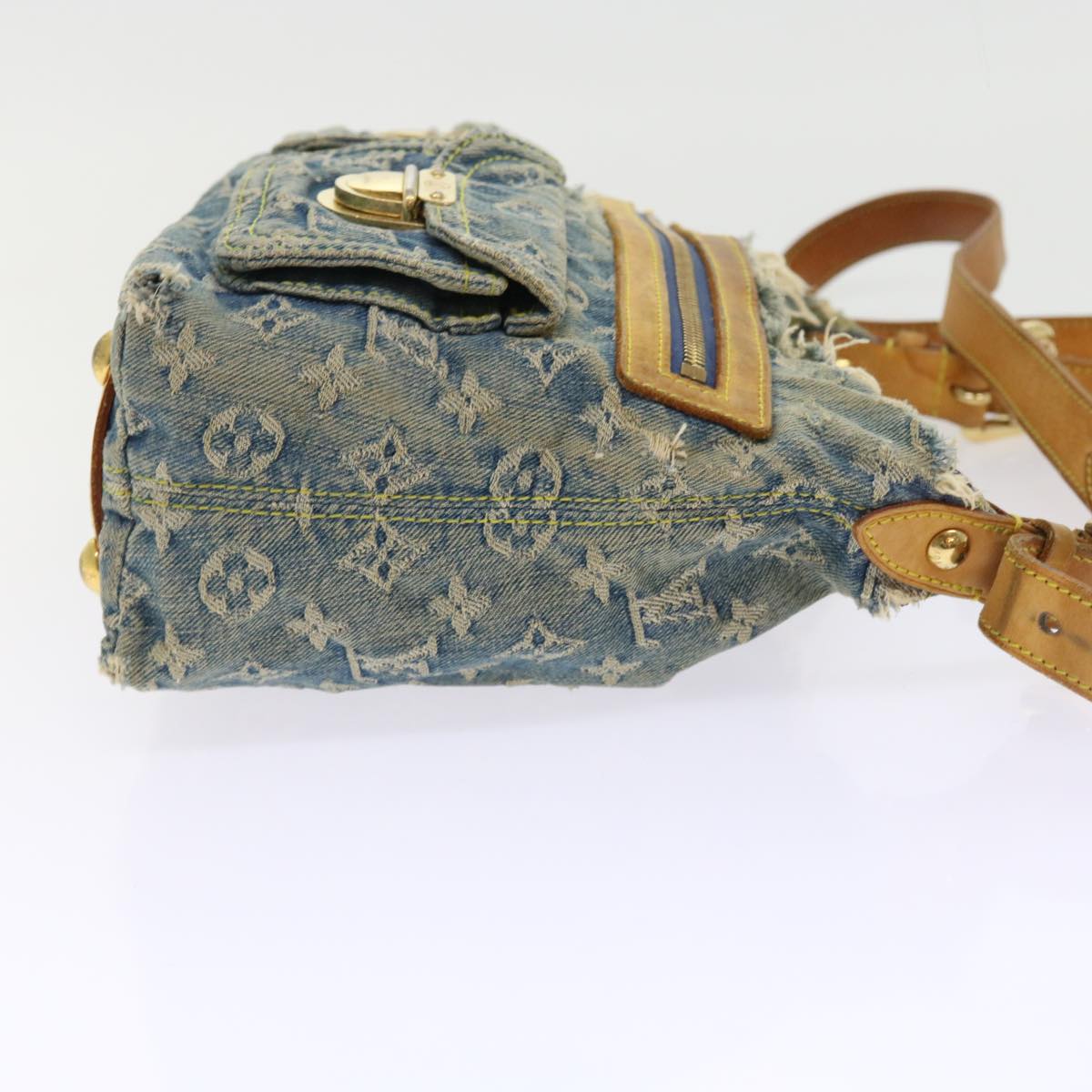 LOUIS VUITTON Monogram Denim Buggy PM Shoulder Bag Blue M95049 LV 56324